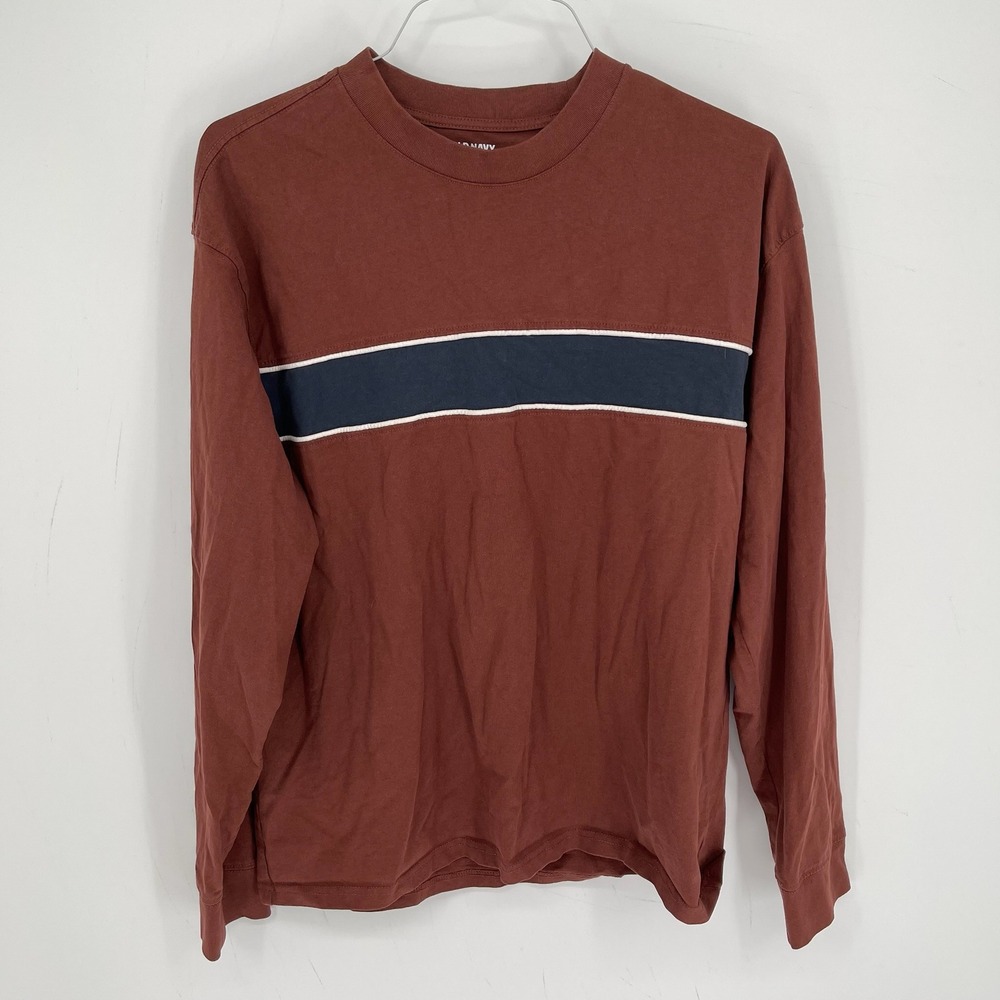 Old Navy Men's Brown Striped Heavyweight Long Sleeve Tee Size Medium